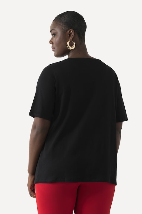 T-Shirt, Ziersteine, A-Linie, Rundhals, Halbarm