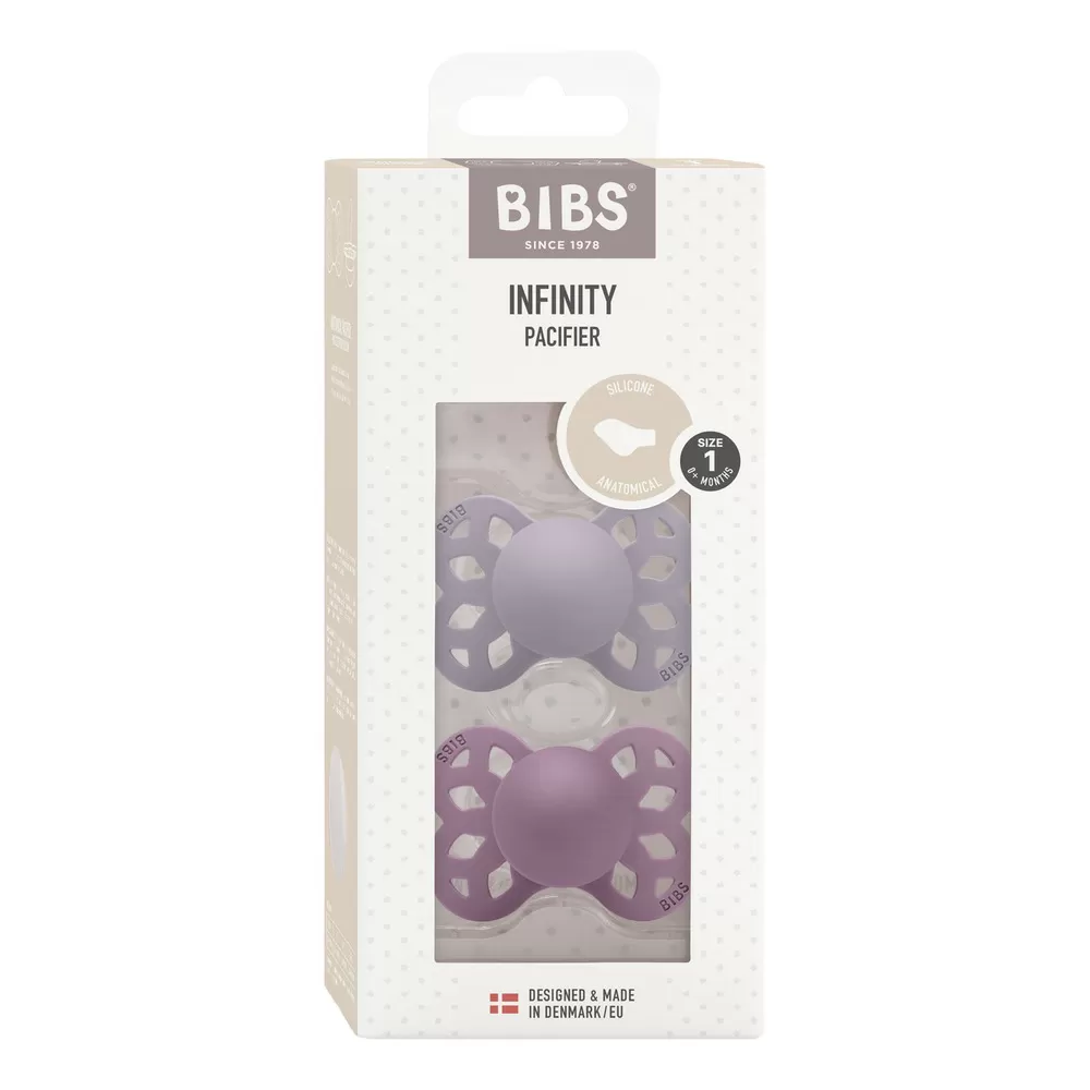 BIBS Infinity Silicone Anatomisk Fossil Grey/Mauve 2 pak - Flere størrelser