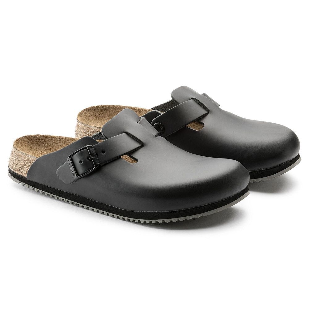 Birkenstock Clog Boston Super Grip, Naturleder, Weite schmal, Schuhe