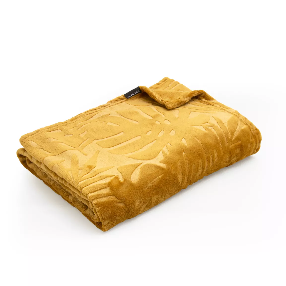 Plaid doux flanelle (220 x 240 cm) Flore Jaune moutarde