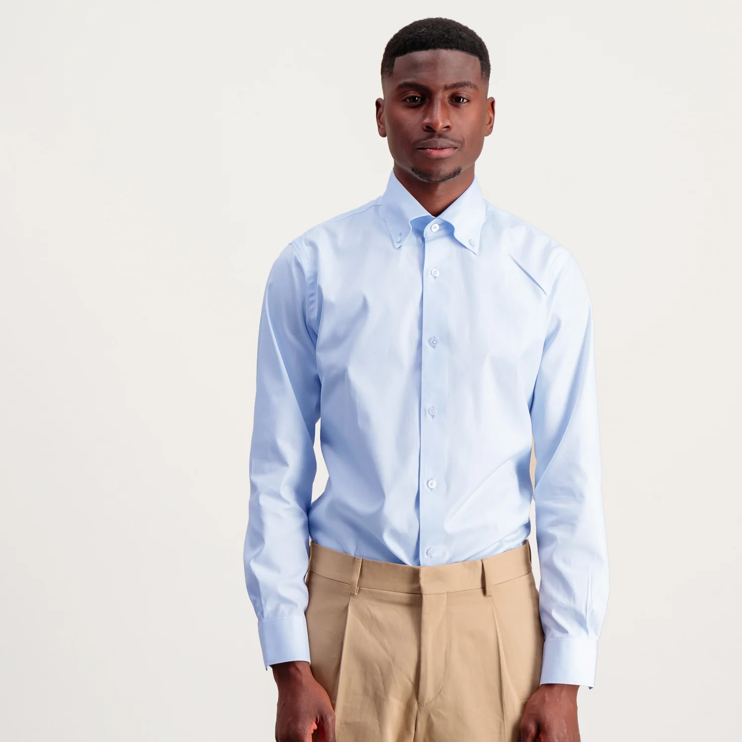 Fitted shirt in sky blue double-twisted Oxford