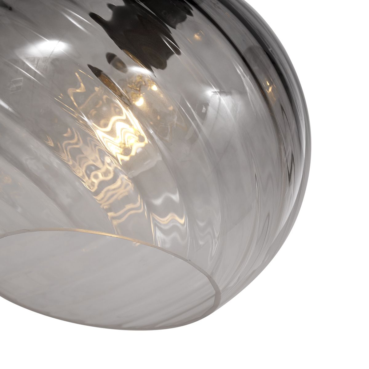 Art Deco hanglamp zwart met smoke glas rond 4-lichts - Bao