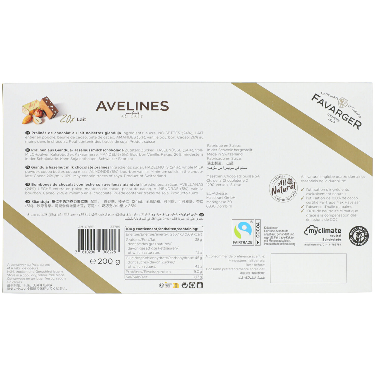 Favarger Avelines Milch 20 Stück