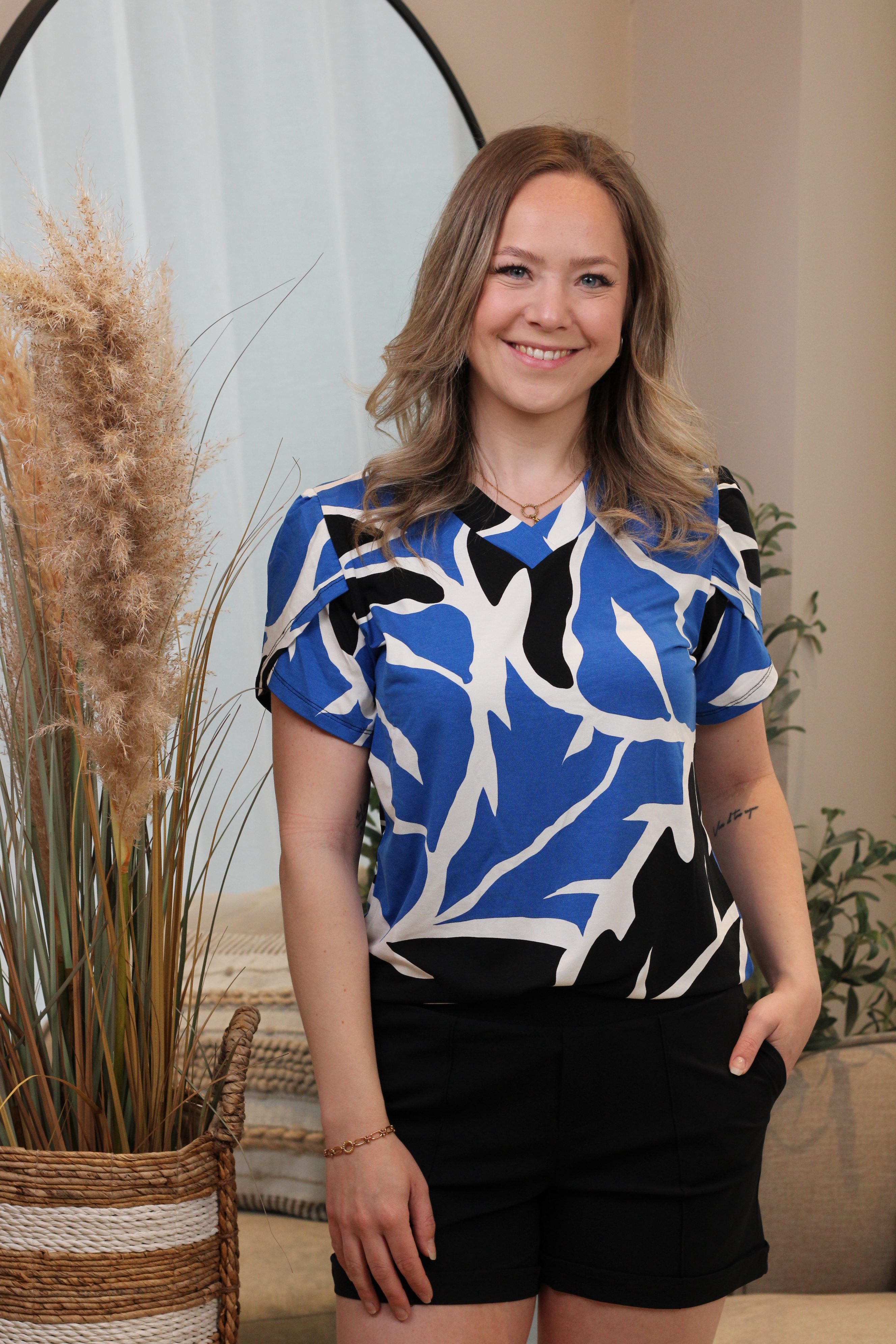 Zoso - June Allover Print Shirt - Cobalt/Black