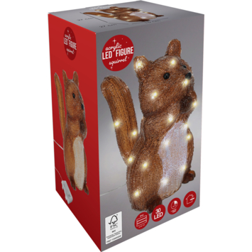 Kerstdecoratie konijn/eekhoorn acryl figuur LED verlichting 29 x 16,5 cm per stuk