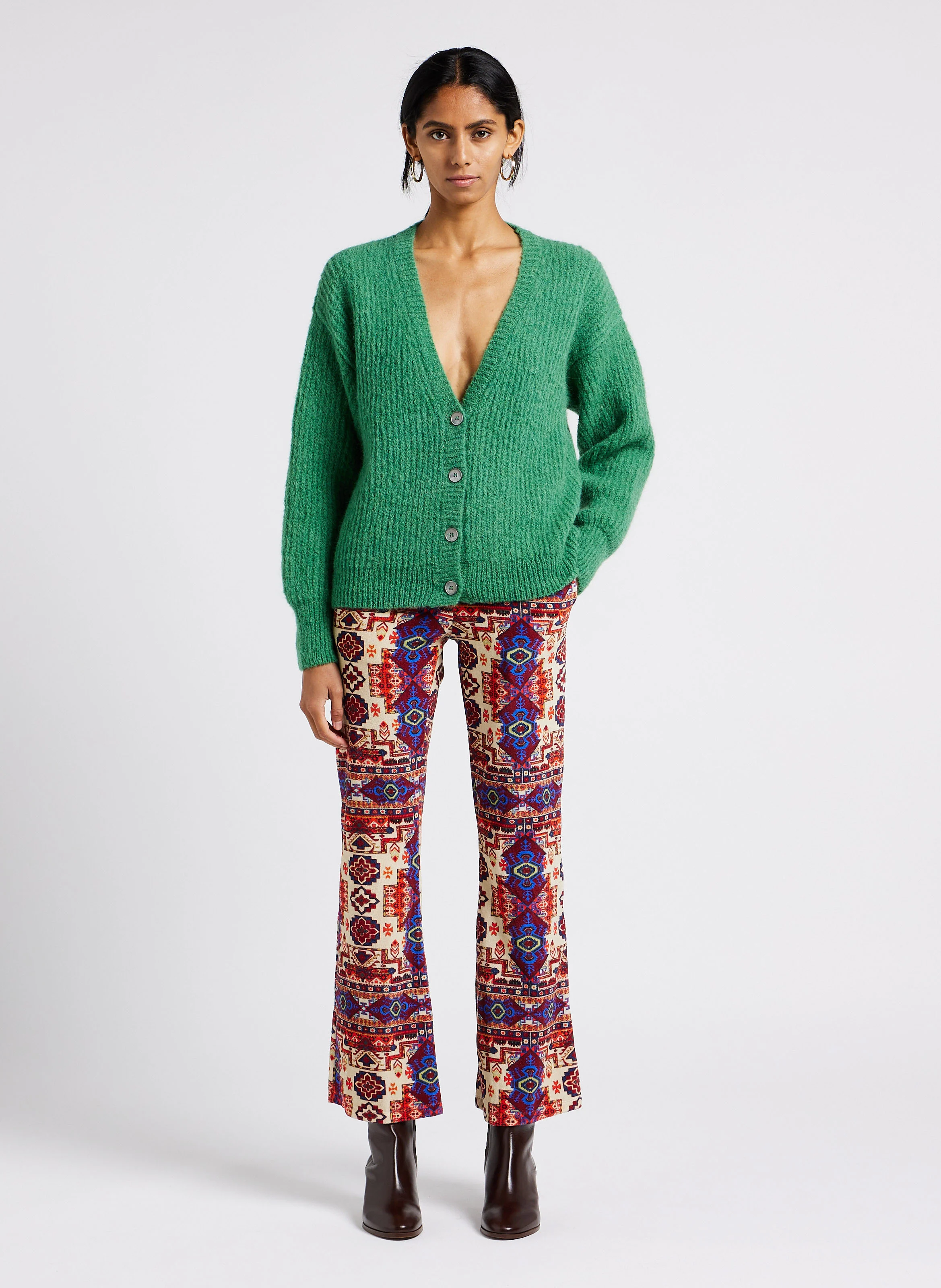 TAPESTRY - Pantalon taille haute à motif aztèque en coton | Rouge