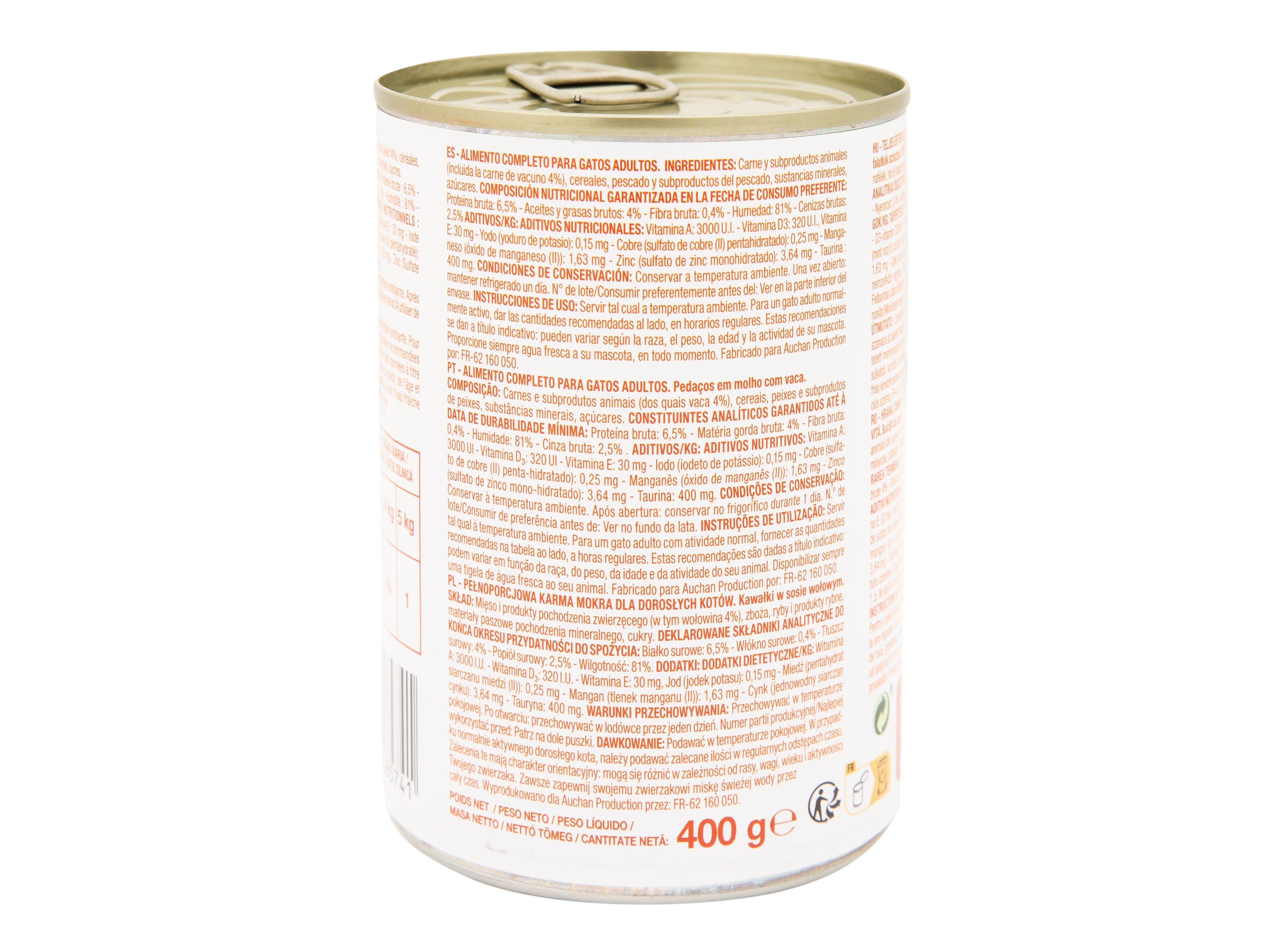 COMIDA HÚMIDA PARA GATO POLEGAR PEDAÇOS EM MOLHO VACA 400G
