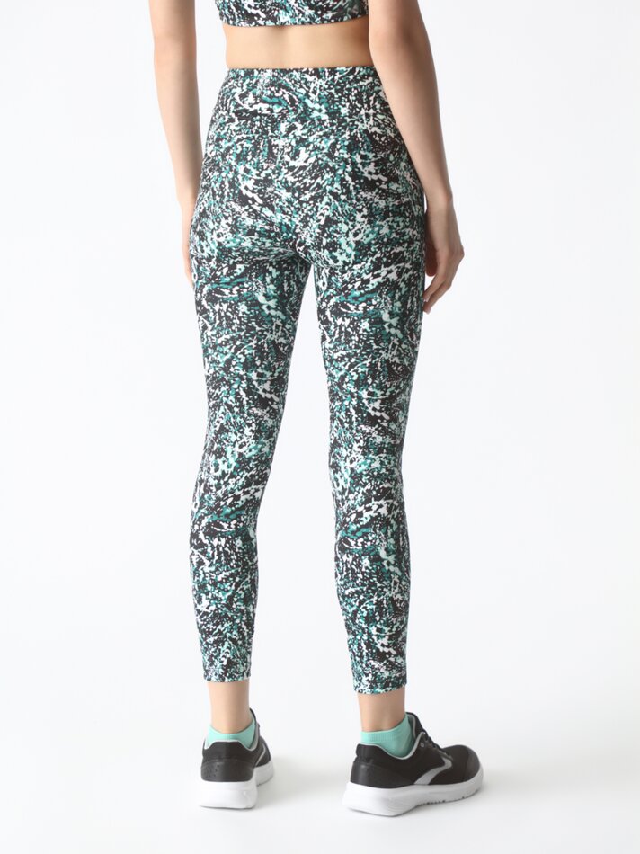 Leggings esportivas estampadas - Branco/verde