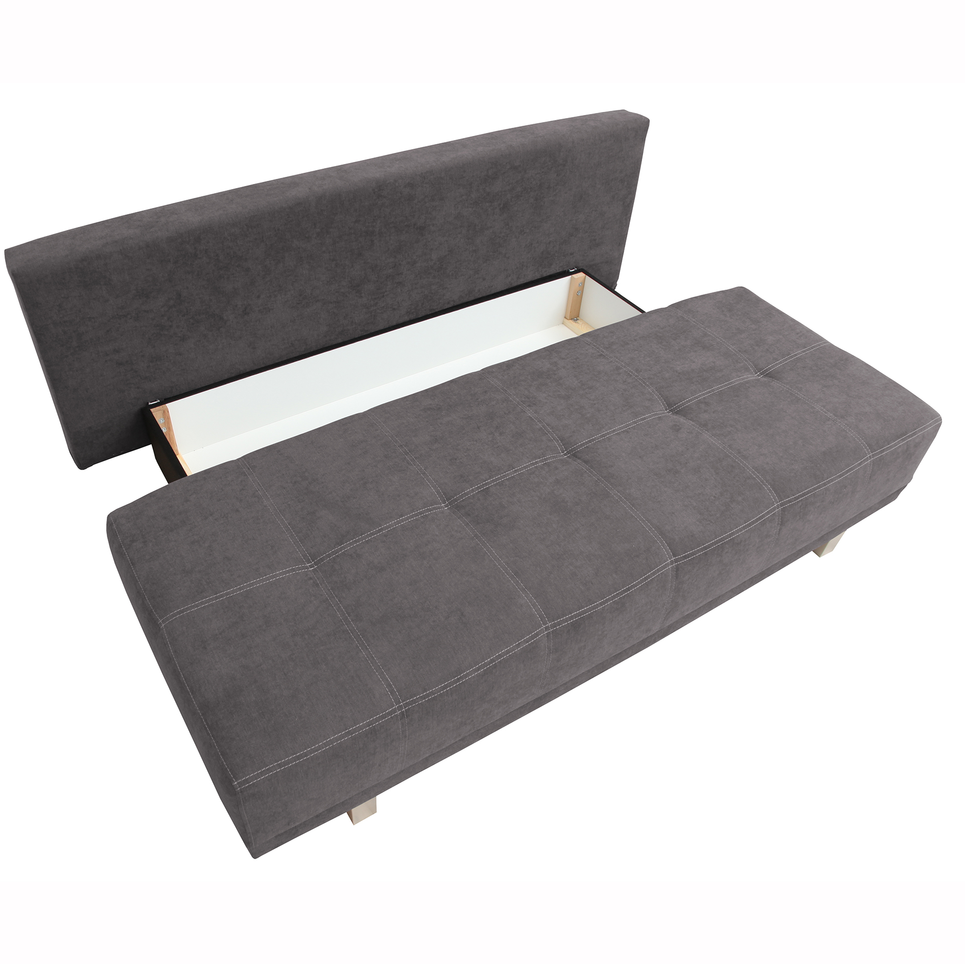 Schlafsofa - graubraun - mit Staukasten - 194 cm