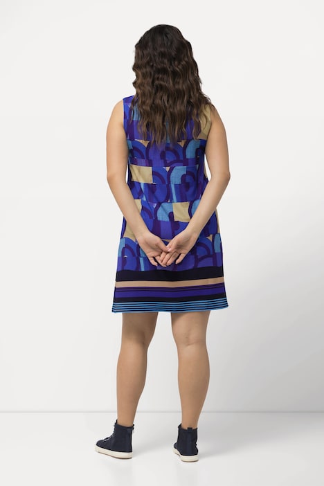 Jerseykleid, bedruckt, A-Linie, Rundhals, ärmellos