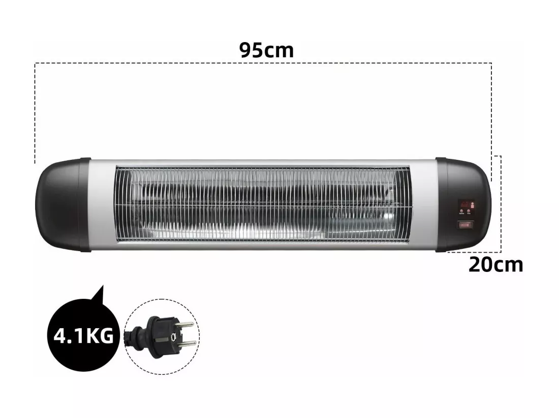 NETTLIFE Chauffage radiant Terrasse Chauffage infrarouge - 2500W Chauffage radiant infrarouge Outdoor