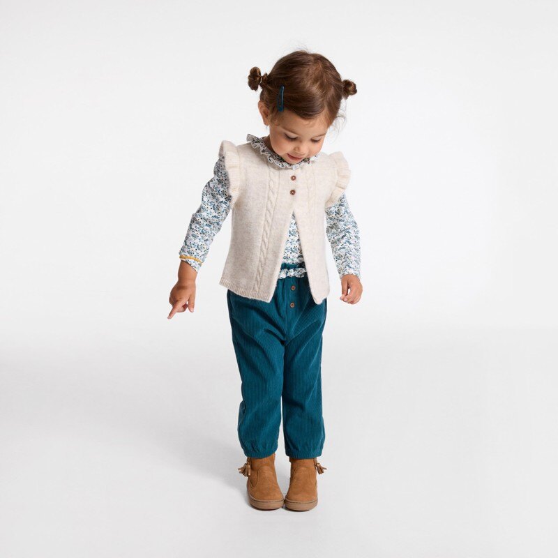 Pantalon velours côtelé vert bébé fille Vert
