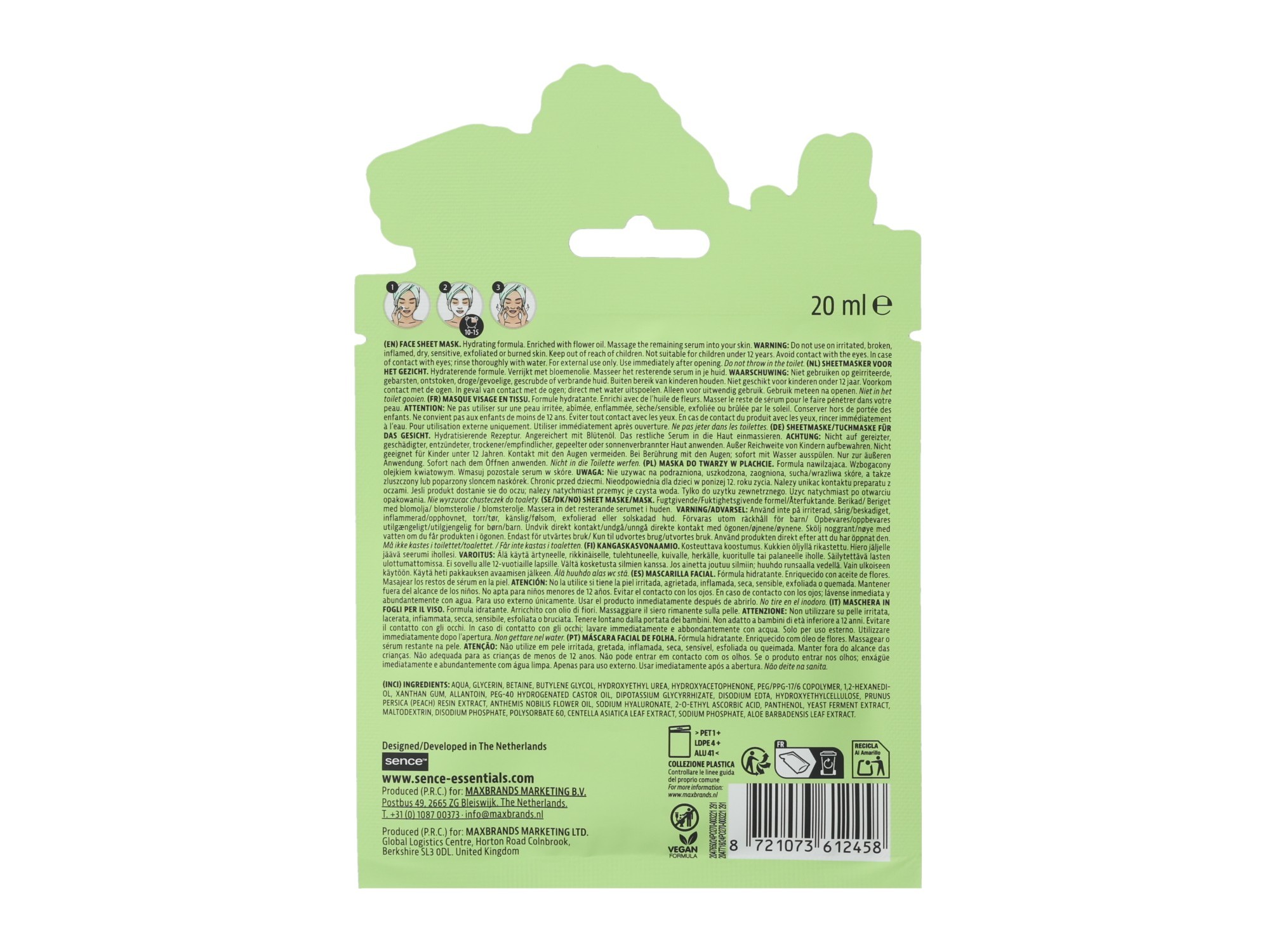 MÁSCARA FACIAL SENCE SHEET MASK GREEN