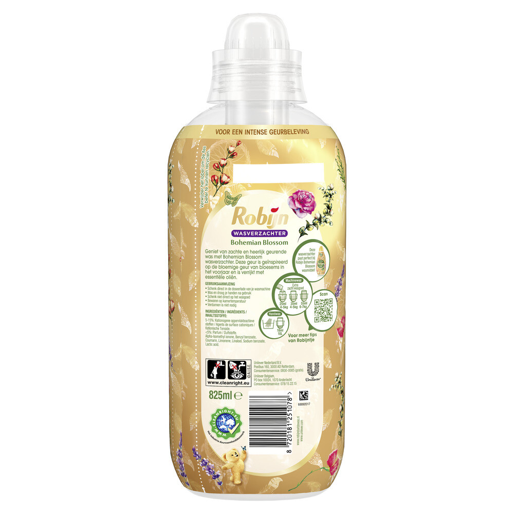 8x Robijn Wasverzachter Bohemian Blossom 33 Wasbeurten825 ml