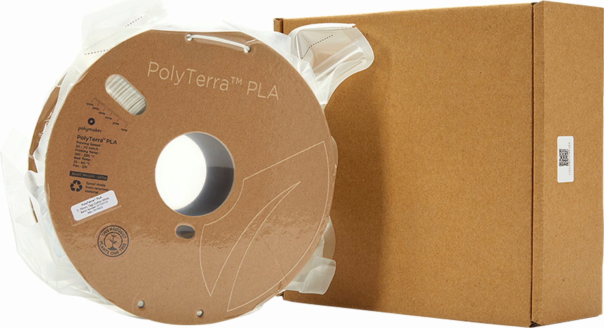 Polymaker  PolyTerra PLA Cotton White, 1,75 mm / 1000 g    Filament mit reduziertem Kunststoffgehalt