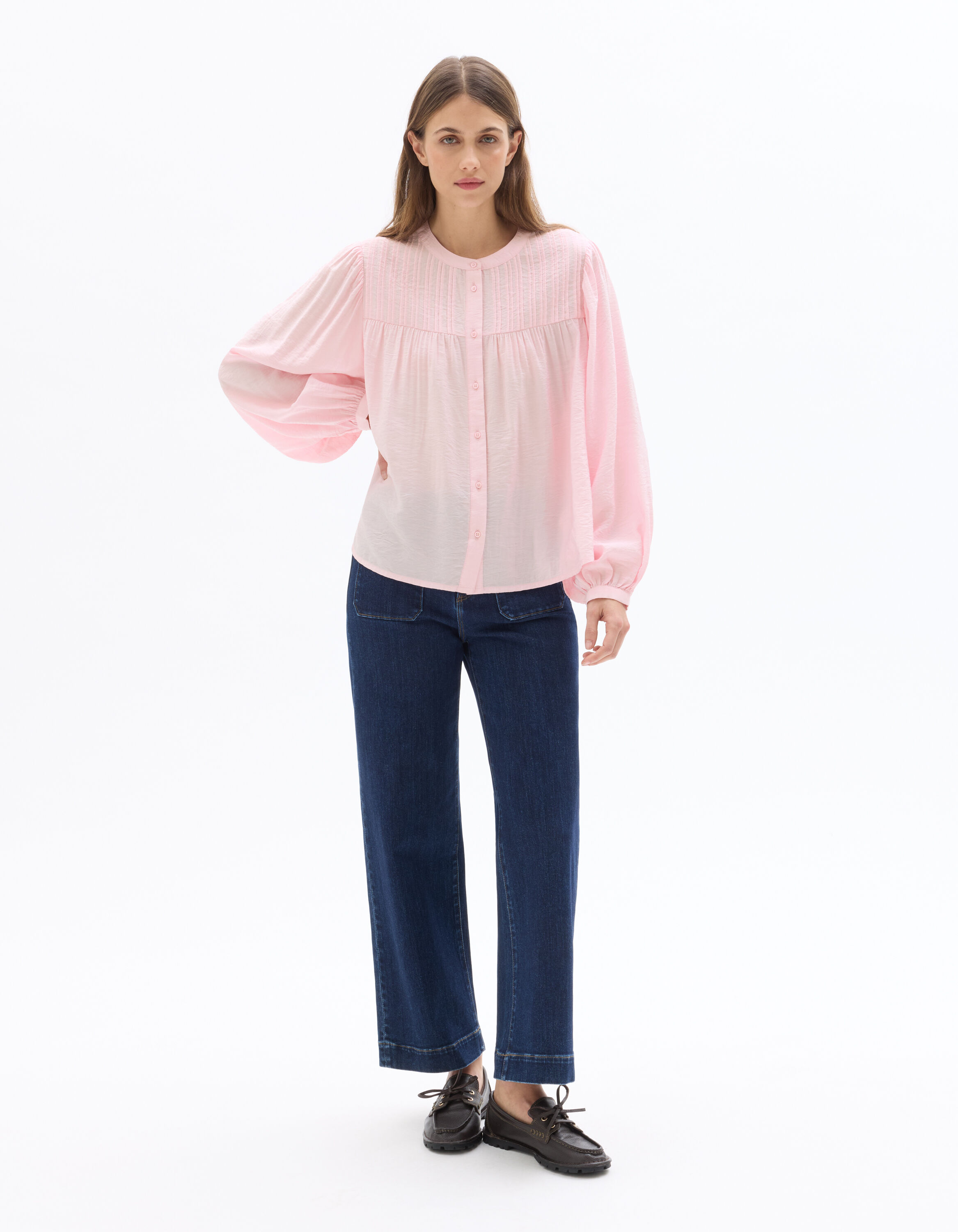 Blouse évasée et fluide - rose