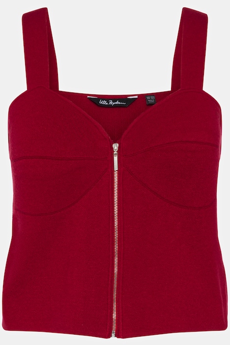 Bra-Top, Slim, Reißverschluss, Feinstrick, ärmellos