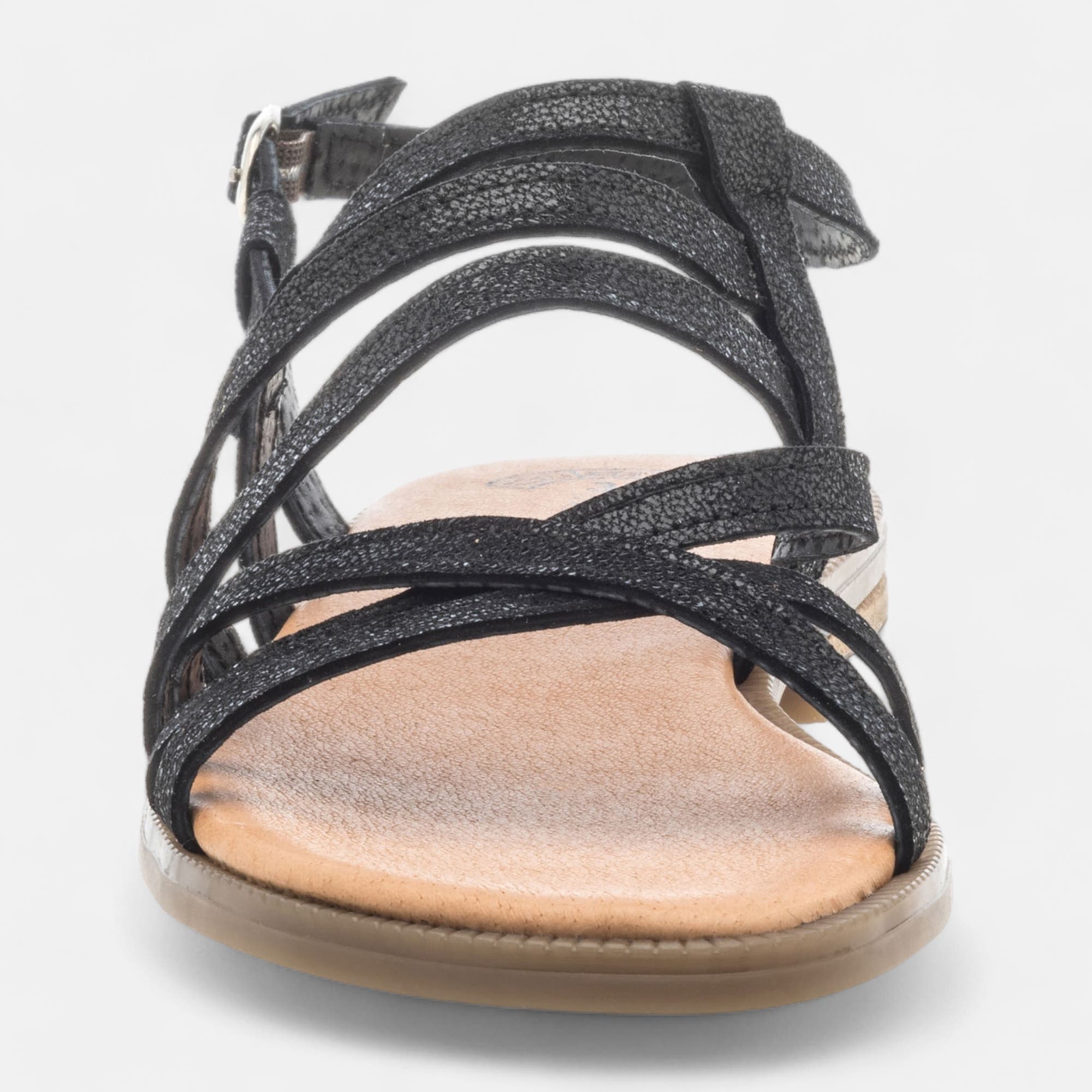 Nu-pieds Femme en cuir noir