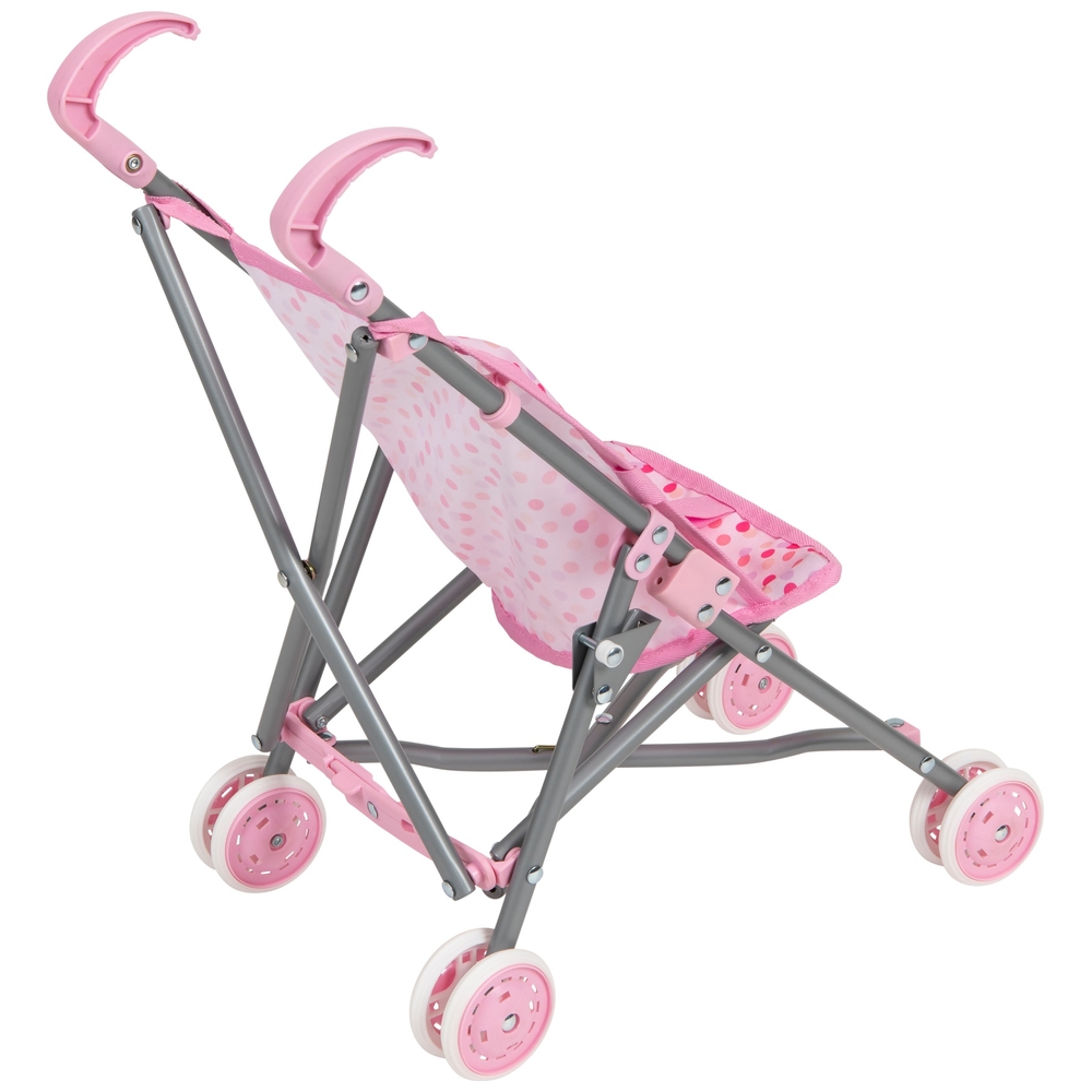 Puppenwagen mit rosa Punktmuster, 50 cm, Regenschirm