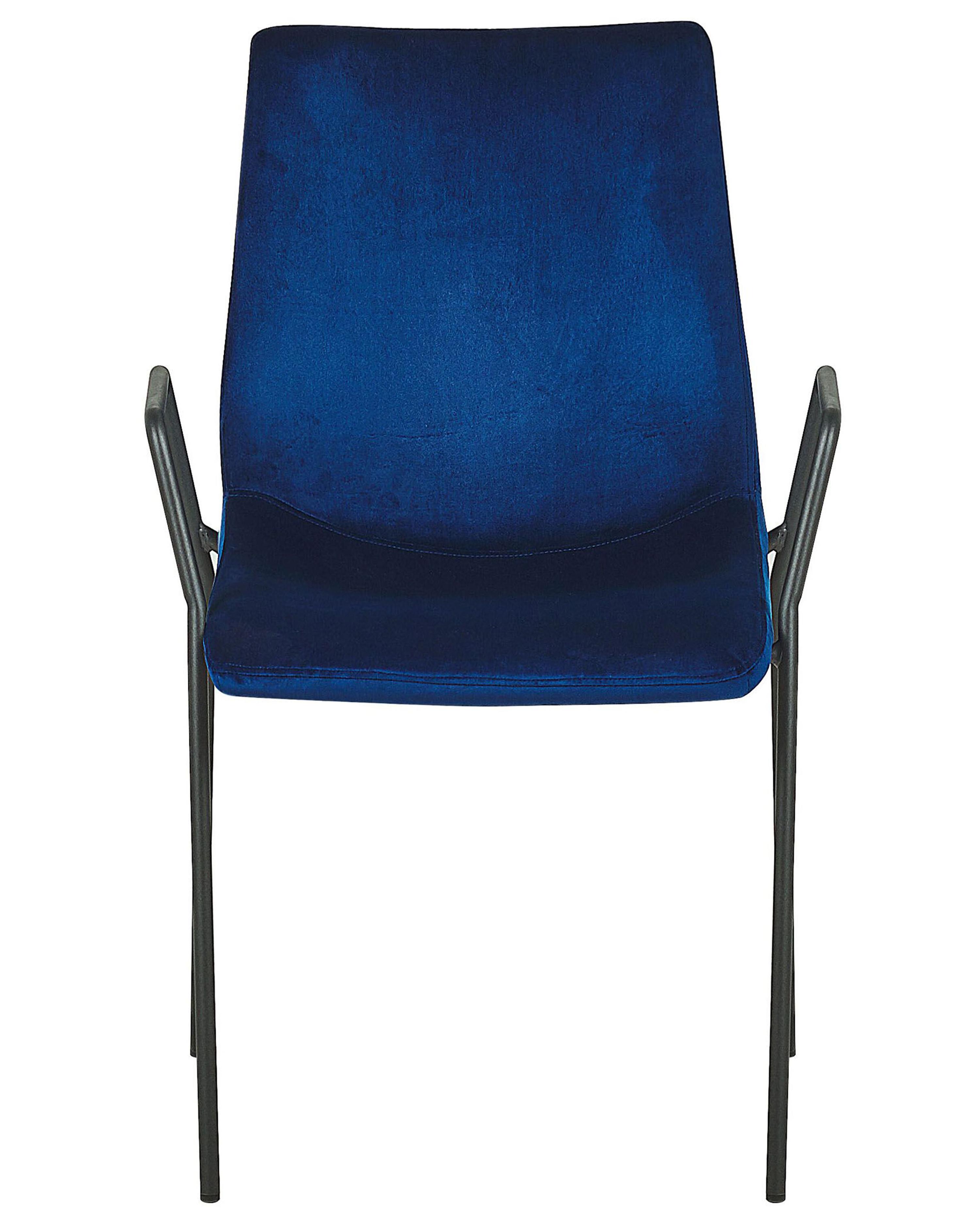 Set van 2 eetkamerstoelen JEFFERSON Fluweel Donkerblauw