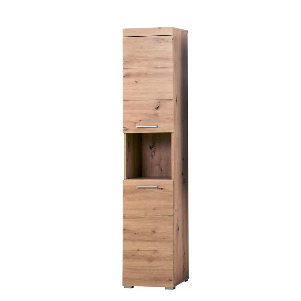 Hioshop AmandaMando kolomkast 2 deuren- 1 open vak eiken decor