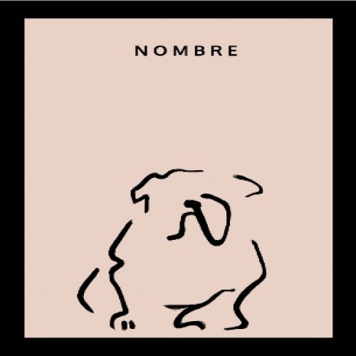Ilustração de um Bulldog em formato A4 com moldura rosa e preta.