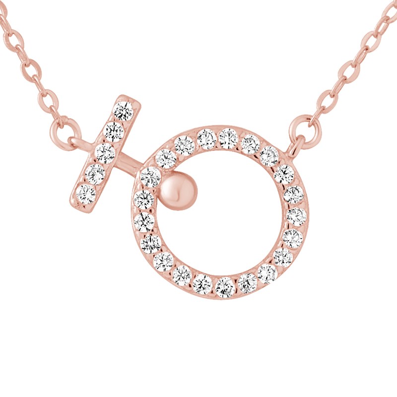 Collier CERCLE - Oxydes de zirconium - Argent plaqué or rose
