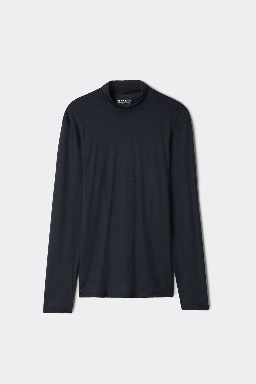 Blusa de lã merino de manga comprida e gola alta
