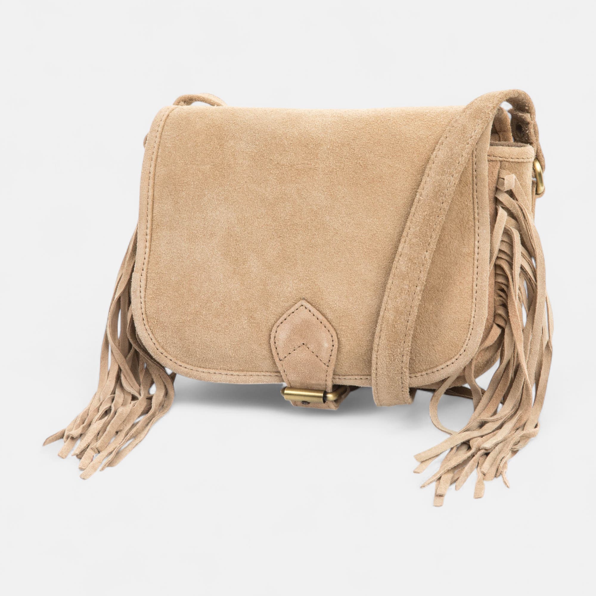 Sac bandoulière en cuir beige