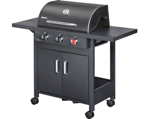Enders® Chicago 3 Black Turbo 3-pits gasbarbecue, 51 x 108 cm, zwart, inclusief opbergplank, dekselthermometer, vetopvangbak, opklapbare zijtafel, krachtige warmtezone, grillrooster van roestvrij staal