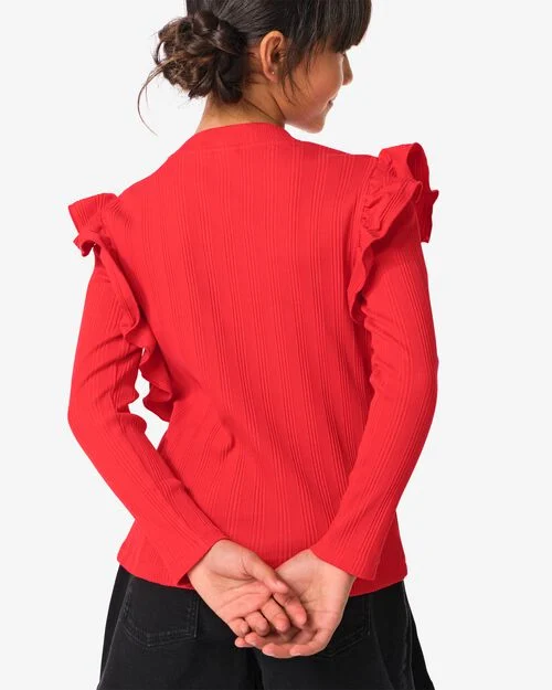 t-shirt enfant côte avec volant rouge