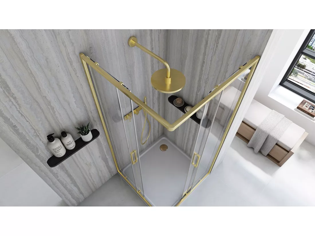 Cabine De Douche Rea City 90X90 Brush Gold