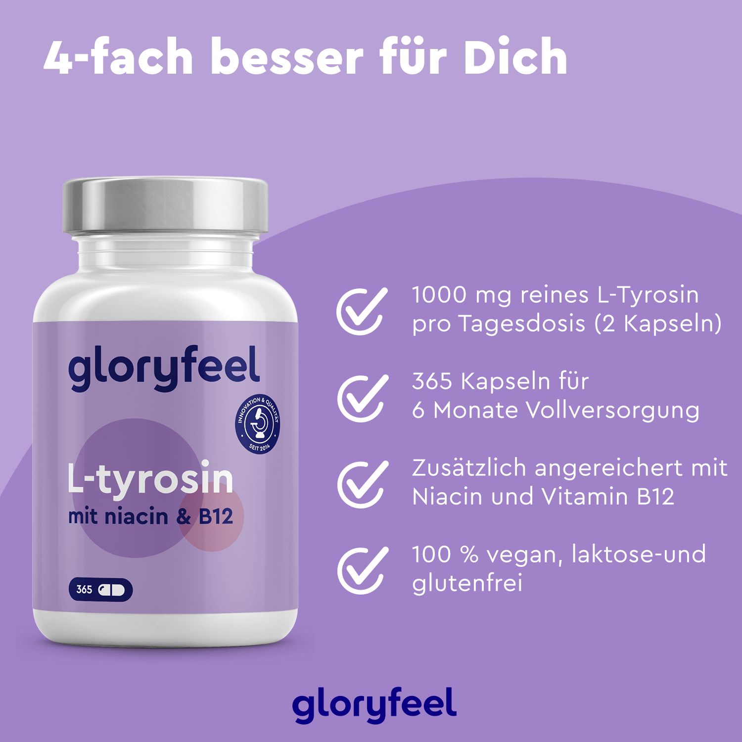gloryfeel® L-Tyrosin + Niacin & Vitamin B12 Kapseln