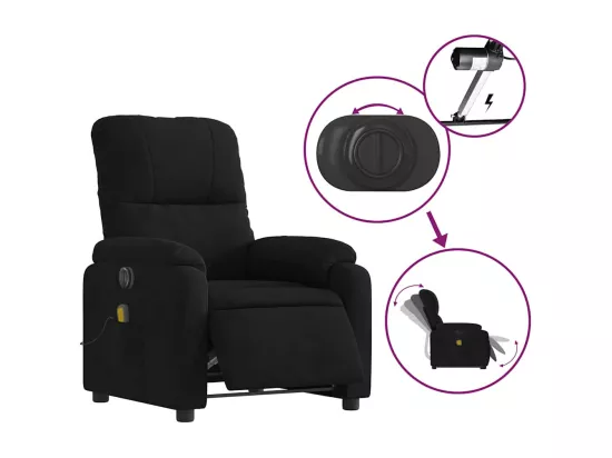 Fauteuil inclinable massant électrique noir tissu microfibre