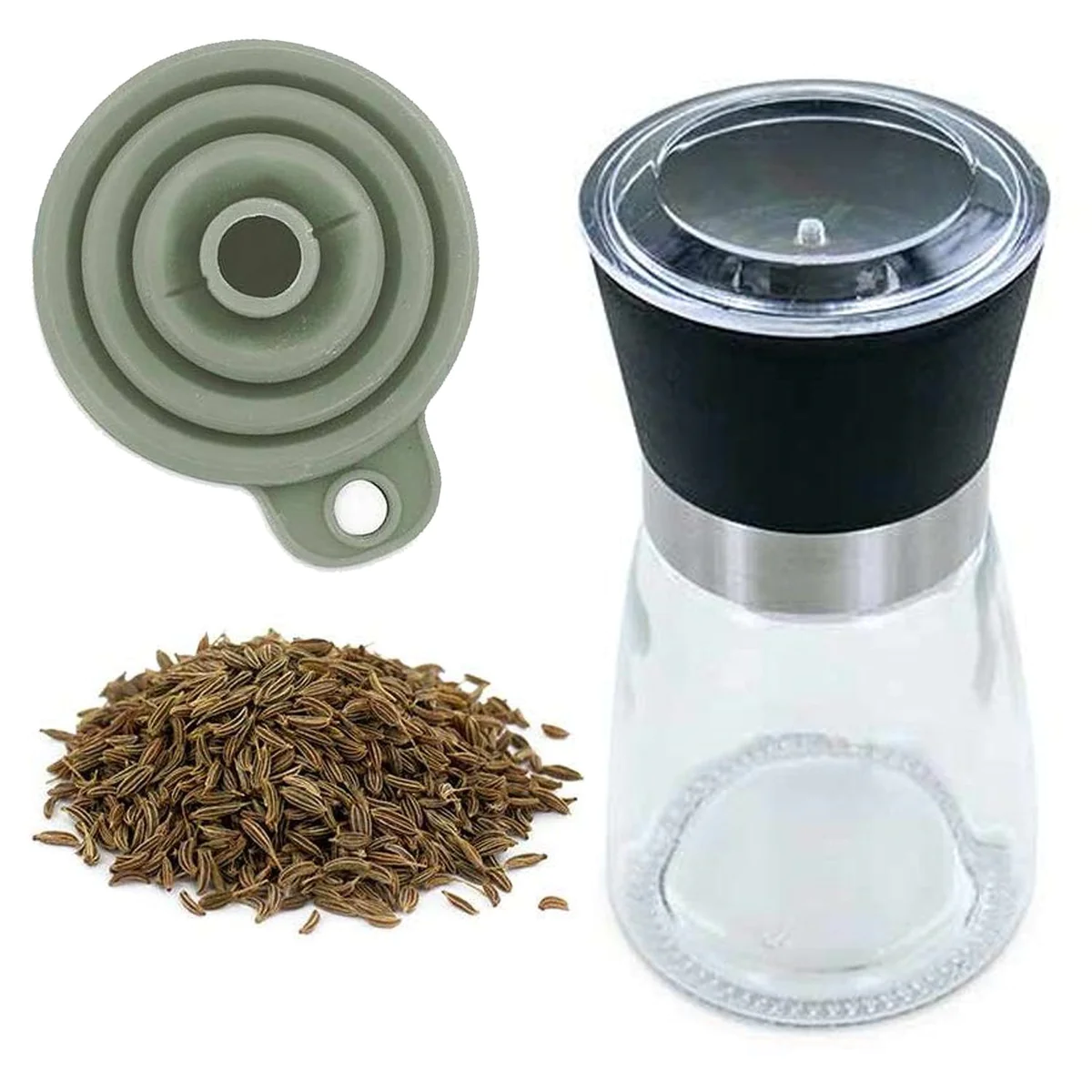 Moulin à épices, entonnoir et cumin entier bio Aromandise