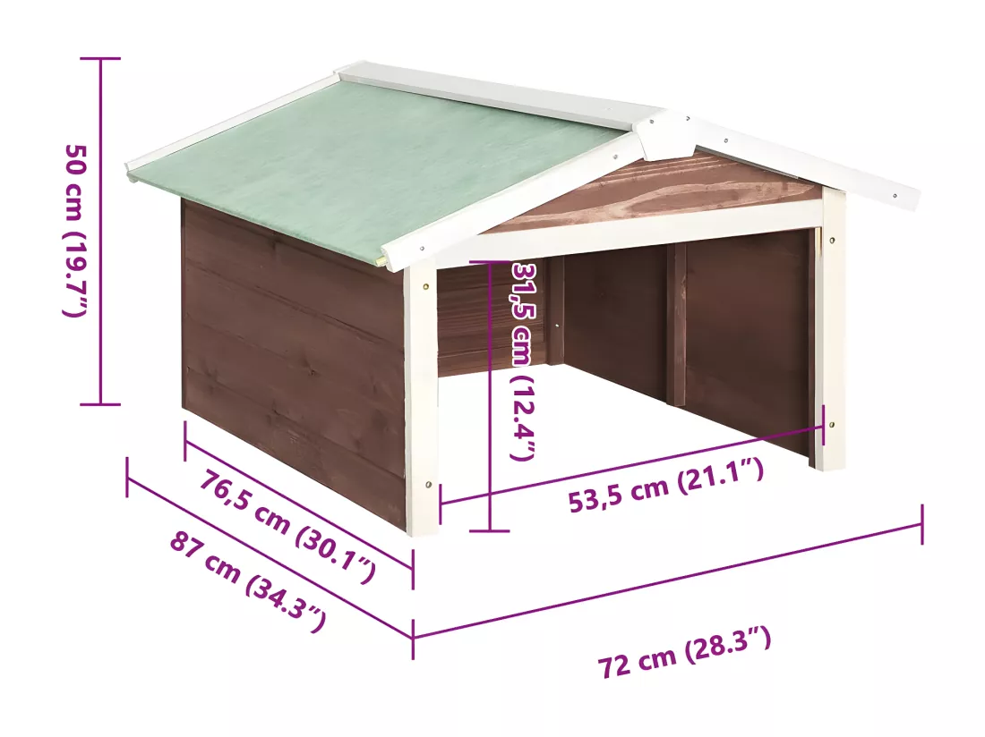 Prolenta Premium - Garage de tondeuse à gazon 72x87x50 cm Moka et blanc Sapin