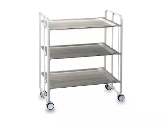 Table roulante pliante BAUHAUS, chariot de service 3 niveaux. Blanc