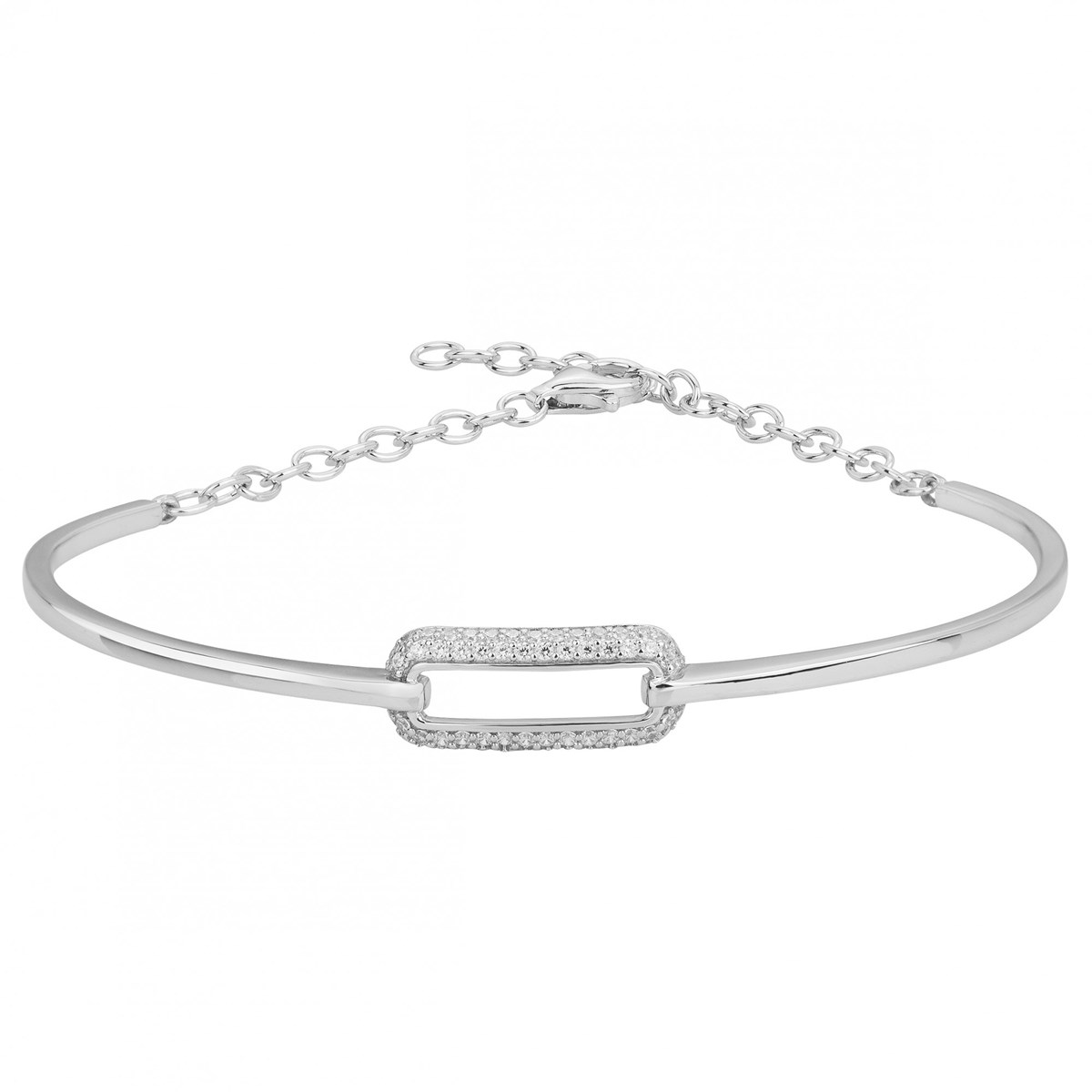 Bracelet semi-rigide en Argent avec oxyde de zirconium blanc