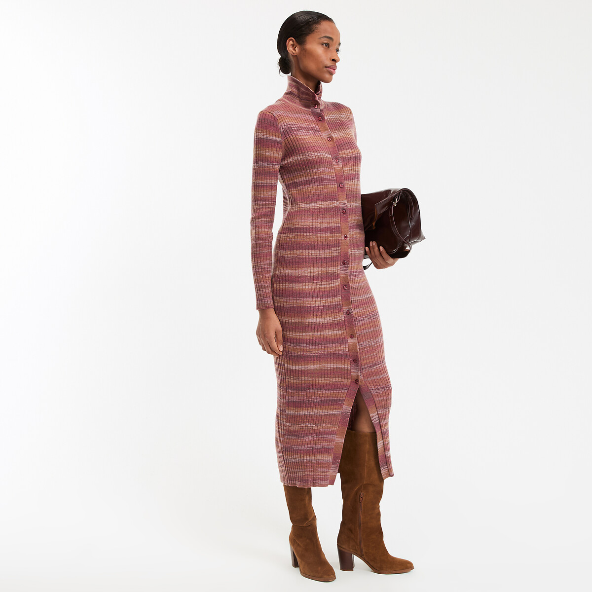 COLEÇÃO LA REDOUTE<br>Vestido suéter listrado, mangas compridas