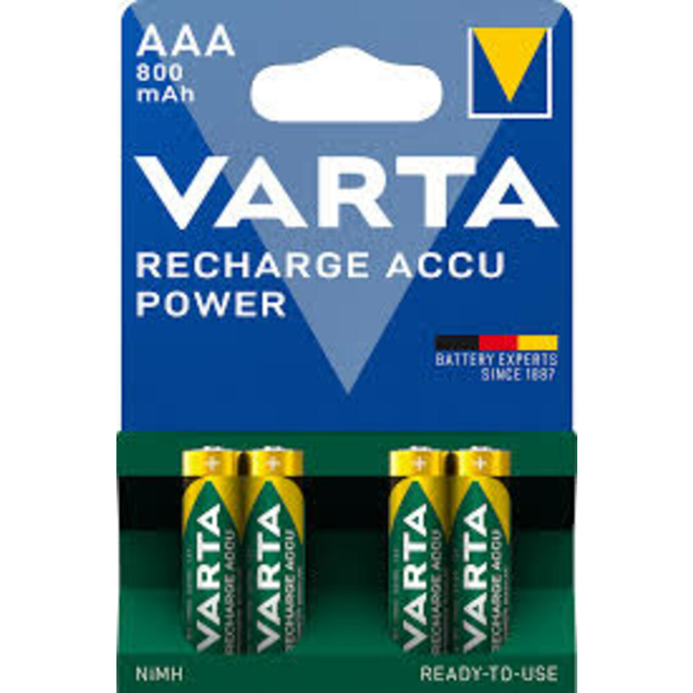 VartaRecharge Accu Power Oplaadbare Batterijen AAA 800mAh 4 stuks