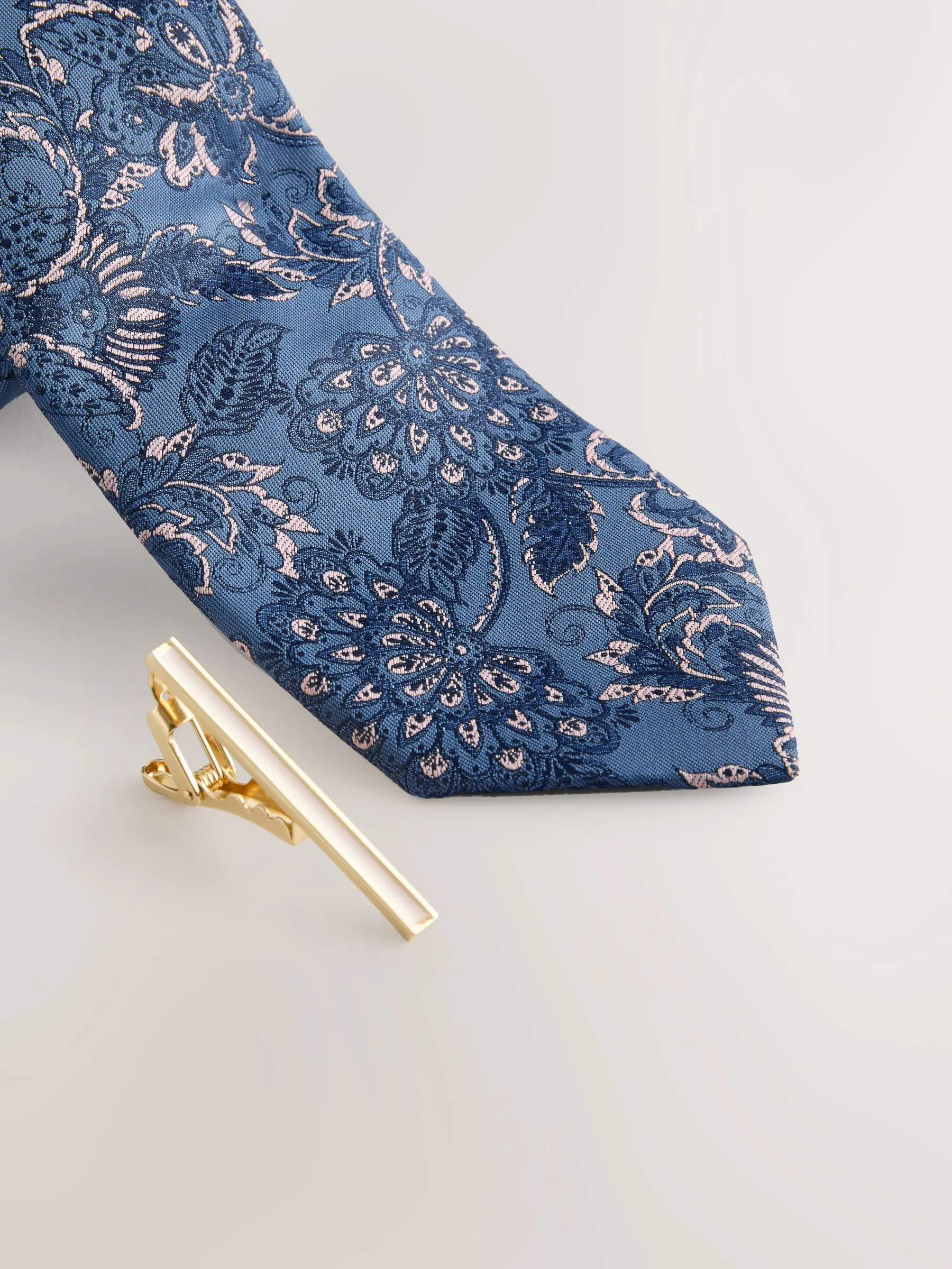 Marineblauw - Design stropdas en clip
