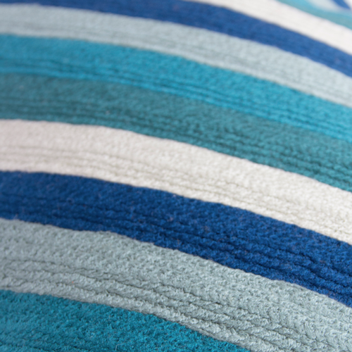 Kussen Stripe linnen wool blue