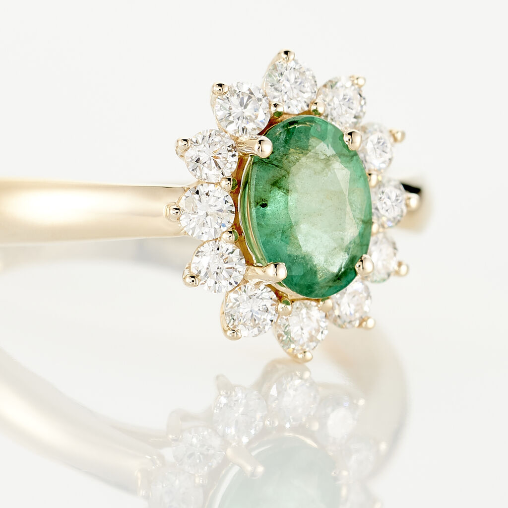 Bague Vladimir Or Jaune Emeraude Et Diamant
