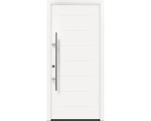 EcoStar ISOPRO Secur IPS 015 voordeur, 1100 x 2100 mm, linksdraaiend, RAL 9016 verkeerswit, inclusief beslagset, RVS-kruk, veiligheidsprofielcilinder met 5 sleutels
