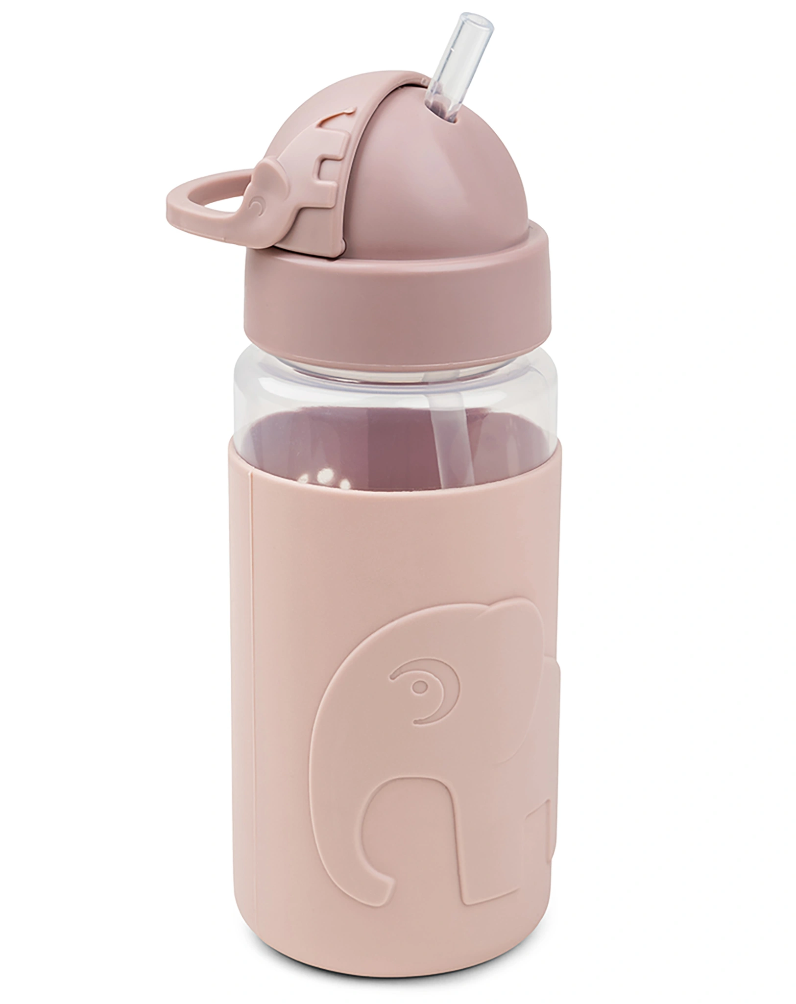 Trinkflasche EASY-GRIP - ELPHEE (350ml) mit Trinkhalm in rosa