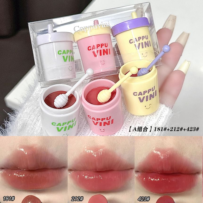 Cappuvini - Set van 3: Hydraterende melktheekopje lipgloss