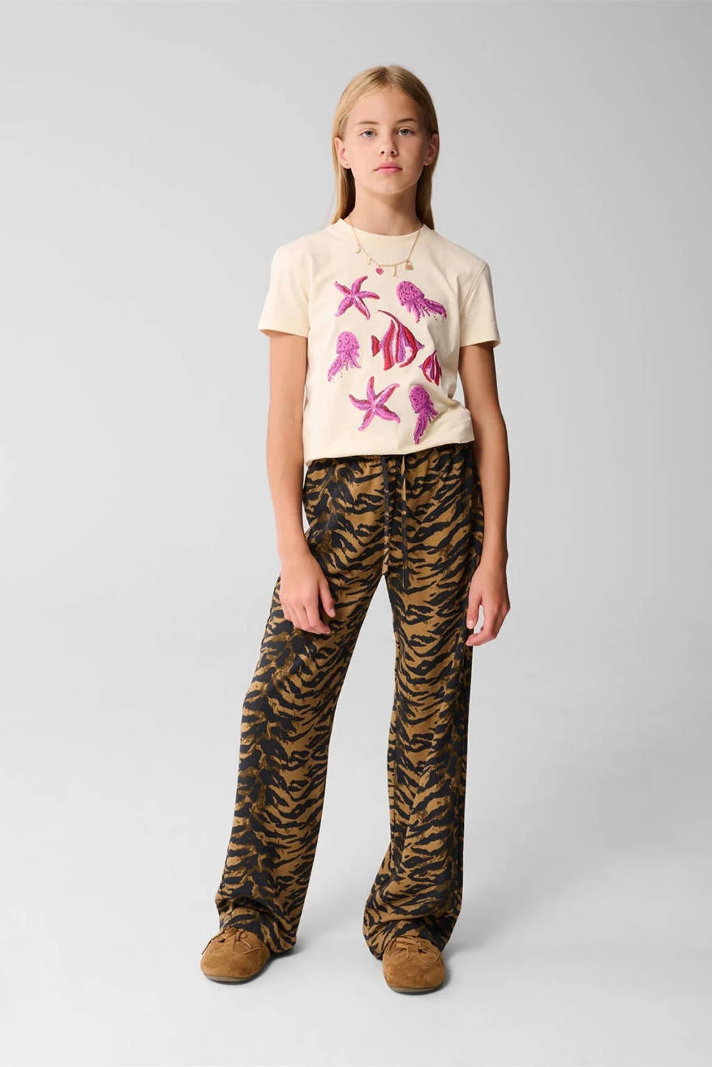 Shoeby wide leg casual broek bruin