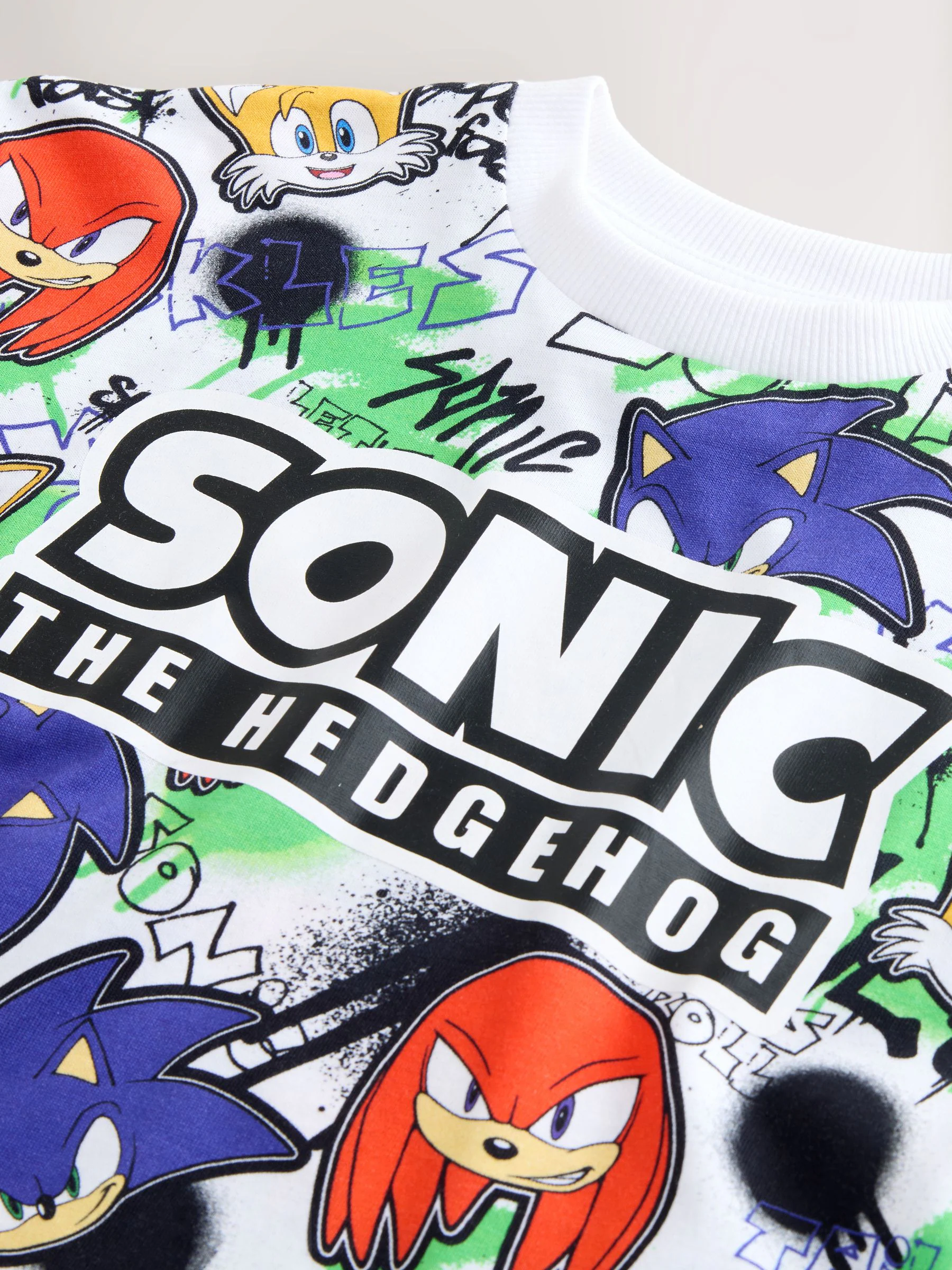 Rood/blauw met print - Sonic T-shirt (3-16jr)
