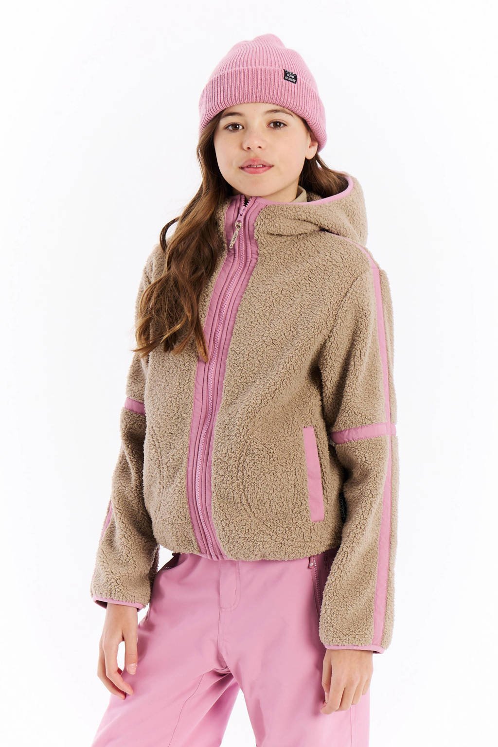 Protest fleece vest PRTJaggy beige/roze