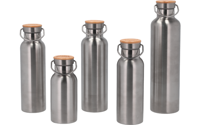 Camplife Edelstahl Isolierflasche mit Bambusdeckel